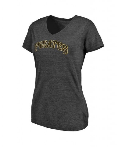 Women's Branded Heathered Charcoal Pittsburgh Pirates Wordmark Tri-Blend V-Neck T-shirt Heathered Charcoal $18.90 Tops