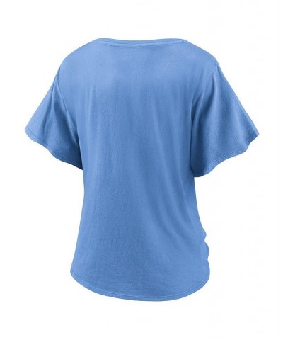 Women's Light Blue St. Louis Cardinals Sport Resort Script Washed Tie Front V-Neck T-shirt Light Blue $28.99 Tops