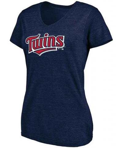 Women's Heathered Navy Minnesota Twins Wordmark Tri-Blend V-Neck T-shirt Heather Navy $23.84 Tops
