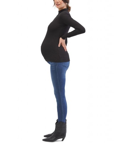 Ribbed Mock-Turtleneck Maternity Top Black Beauty $27.14 Tops