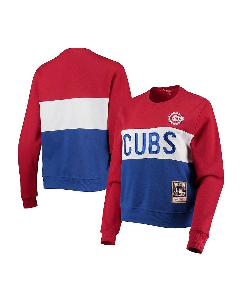 Women's Royal Chicago Cubs Color Block 2.0 Pullover Sweatshirt Royal $38.24 Sweatshirts