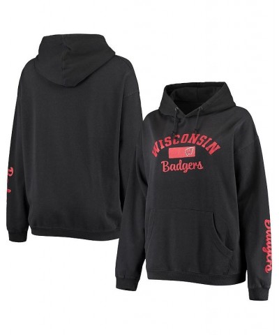 Women's Black Wisconsin Badgers Rock n Roll Super Oversized Pullover Hoodie Black $32.80 Sweatshirts