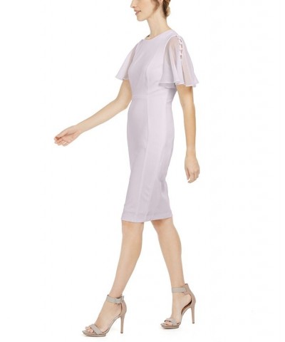 Women's Chiffon-Short-Sleeve Sheath Dress Pink $46.08 Dresses