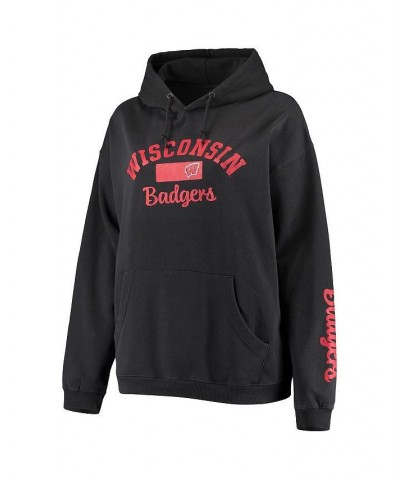 Women's Black Wisconsin Badgers Rock n Roll Super Oversized Pullover Hoodie Black $32.80 Sweatshirts