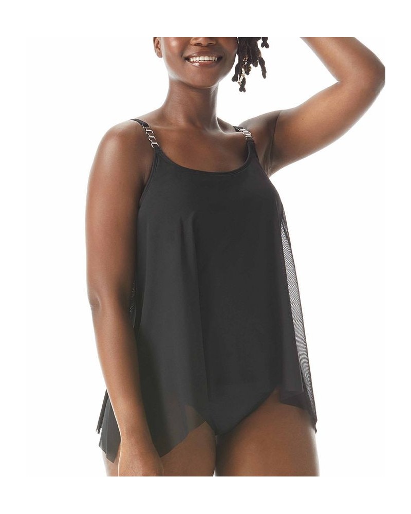 Current Mesh-Layer Bra-Sized Tankini Top Cast Black $36.04 Swimsuits