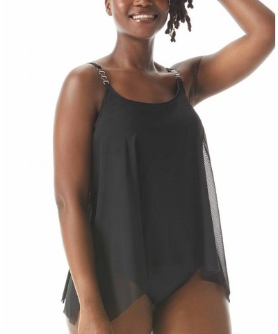 Current Mesh-Layer Bra-Sized Tankini Top Cast Black $36.04 Swimsuits