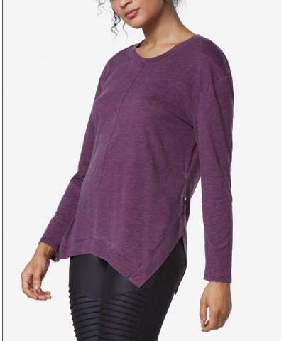 Women's Long Sleeve Sharkbite T-Shirt Purple $24.59 Tops