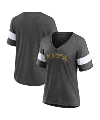 Women's Branded Heathered Charcoal Pittsburgh Pirates Wordmark V-Neck Tri-Blend T-shirt Heathered Charcoal $20.64 Tops
