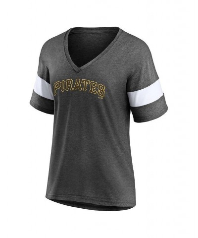 Women's Branded Heathered Charcoal Pittsburgh Pirates Wordmark V-Neck Tri-Blend T-shirt Heathered Charcoal $20.64 Tops