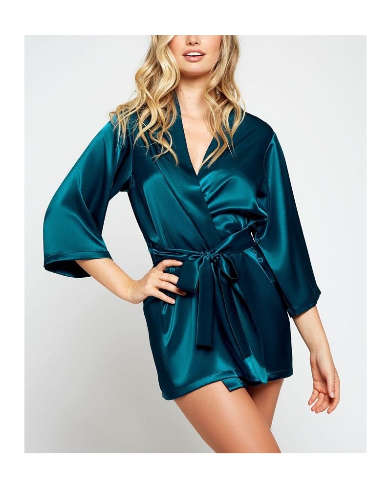 Women's Ultra Soft Satin Lounge and Poolside Robe Peacock $26.45 Lingerie