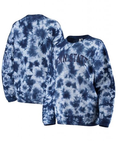 Women's White and Navy Penn State Nittany Lions Tie Dye Corded Pullover Sweatshirt White, Navy $30.00 Sweatshirts