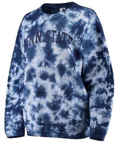 Women's White and Navy Penn State Nittany Lions Tie Dye Corded Pullover Sweatshirt White, Navy $30.00 Sweatshirts
